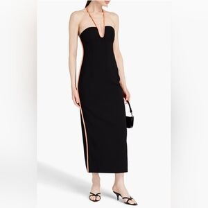 Paris Georgia Black Strapless Dress with Orange Trim